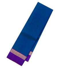 Blue Handloom Kanchipuram Silk Saree With Contrast Border-KA14790