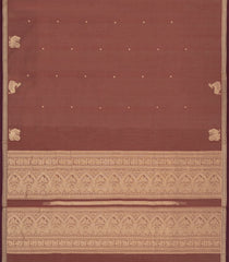 Brown Handloom Village Cotton Saree With Buttas-VC1621