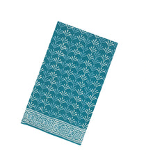 Cyan Printed Jaipur Cotton Saree With Floral Motifs-JC1616