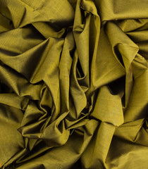 Olive Green Handloom Silk Cotton Saree With Stripes & Contrast Border-SC3670