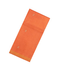 Orange Woven Tussar Silk Saree With Floral Motifs & Zari Border-TU3537