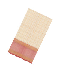 Cream Handloom Silk Cotton Saree With Checks & Buttas-SC4742