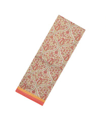 Off White Printed Silk Saree With Floral Motifs & Contrast Border-PS0802