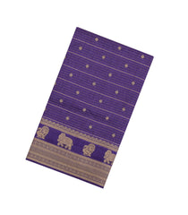 Purple Printed Art Dola Silk Saree With Stripes & Printed Pallu-BL5762
