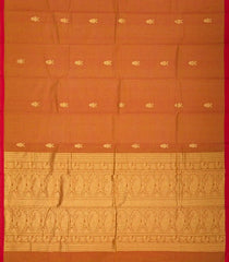 Mustard Handloom Kanchi Cotton Saree With Gandaberunda Buttas