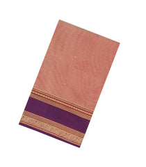Peach Handloom Silk Cotton Saree With Zari Buttas-SC4555