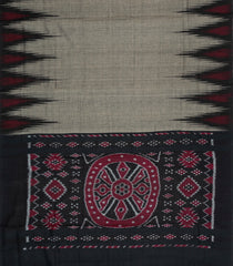 Grey Handwoven Orissa Cotton Saree With Tie & Dye Pallu-OR0921