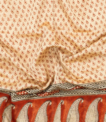 Cream Printed Chanderi Cotton Saree With Zari Border-CC1487