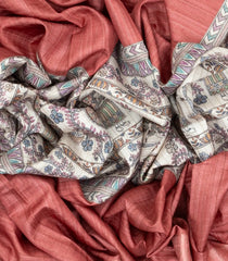 Peach Woven Synthetic Manipuri Silk Saree With Printed Motifs-BL3672