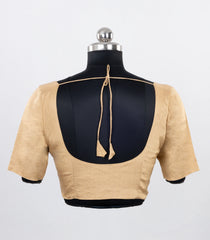Cream Readymade Blended Tussar Blouse With Front Open Style-RB5214