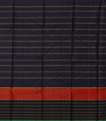 Off White Handloom Korvai Kanchipuram Silk Saree With Checks & Contrast Border-KA13369