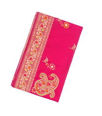 Hot Pink Woven Blended Dupion Saree With Konia Butta Motifs