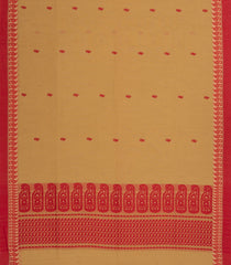 Sandal Handwoven Bengal Cotton Saree With Mango Buttas-BG1472