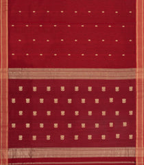 Crimson Handloom Maheswari Silk Cotton Saree With Floral Buttas & Zari Border-SC4843