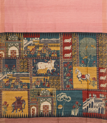 Peach Handloom Dupion Silk Saree With Printed Pallu-DS0558