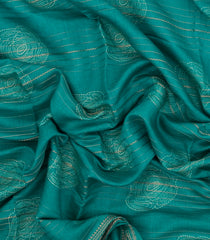 Turquoise Printed Synthetics Dola With Zari Stripes -BL5242