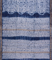 Indigo Printed Chanderi Cotton Saree With Zari Border-CC1496