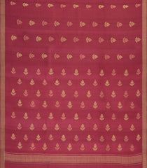 Peach Woven Tussar Silk Saree With Floral Motifs-TU3254