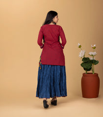 Red & Blue Short Kurti Top-KR0844