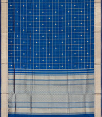 Navy Blue Handloom Soft Silk Cotton Saree With Zari Checks-SC4377