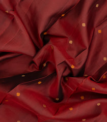 Rust Handloom Kanchipuram Silk Saree With Thread Work Border-KA15165