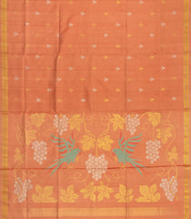 Dusty Peach Handloom Uppada Silk Saree With Buttas & Meena Pallu-UP0349