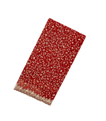 Red Woven Net Saree With Embroidered Floral Motifs-EN1876
