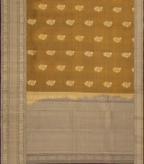 Oil Mustard Kanchipuram Silk Saree With Floral Buttas-KA14932