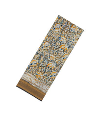 Beige Printed Kalamkari Cotton Saree With Zari Border-KAL1228