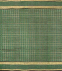 Dark Green Handloom Silk Cotton Saree With Zari Checks & Buttas-SC4575