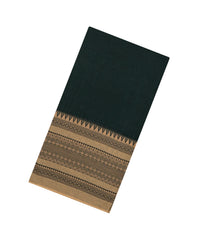 Bottle Green Woven Bengal Cotton Saree With Contrast Border-BG1901