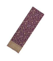 Dark Purple Woven Mysore Silk Saree With Peacock Vine Motifs-MS3305