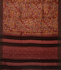 Dusty Pink Handloom Tussar Silk Saree Printed With Floral Vine Motifs-Dusty Pink