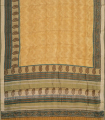 Yellow Woven Chanderi Cotton Saree With Printed Floral Motifs-CC1275
