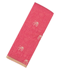 Peach Woven Mysore Silk Saree With Embroidered Animal Motifs-MS3191