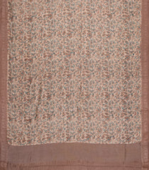 Beige Printed Chanderi Cotton Saree With Zari Border-CC1517