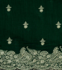 Bottle Green Woven Synthetic Blended Saree With Embroidered Motifs-EN2017
