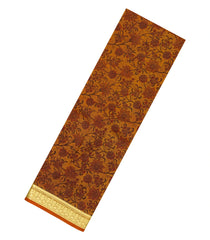 Oil Mustard Printed Silk Saree With Floral Motifs & Zari Border-PS0678