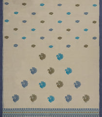 Taupe Handloom Bengal Cotton Saree With Annam Motifs-BG1829