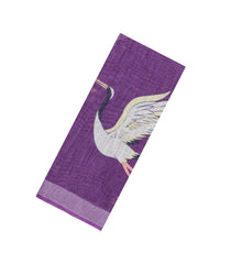 Lilac Printed Synthetics Linen Saree With Zari Border-BL5333