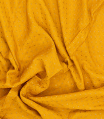 Mustard Handloom Banarasi Khaddi Georgette Silk Saree With Contrast Border-BE1806