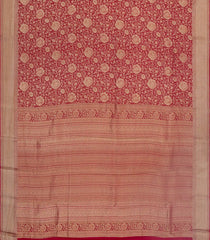 Crimson Woven Mysore Silk Saree With Floral Vine Motifs-MS3359