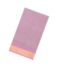 Pink & Green Handloom Silk Cotton Saree With Zari Border-SC4629