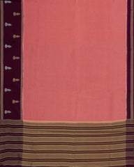 Peach Woven Blended Viscose Saree With Contrast Border -BL5592