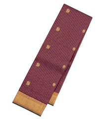 Maroon Handloom Kanchipuram Silk Saree With Checks & Buttas-KA15302