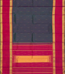 Midnight Blue Handloom Kanchipuram Silk Saree With Raindrop Buttas-KA12610