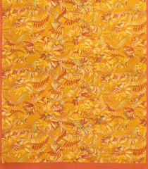 Mustard Printed Crepe Silk Saree With Floral Motifs-PS0906
