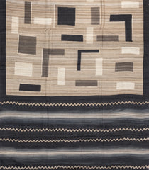 Black Printed Tussar Silk Saree With Geometric Motifs-TU3770