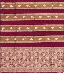 Maroon Woven Synthetic Satin Saree With Floral Zari Motifs-BL4856