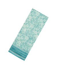 Turquoise Printed Chanderi Cotton Saree With Zari Border-CC1635